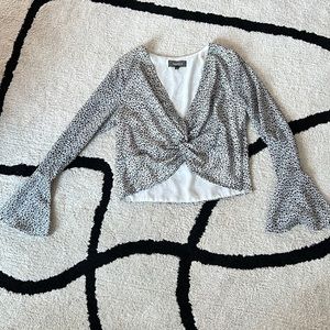 Leopard flared sleeve top